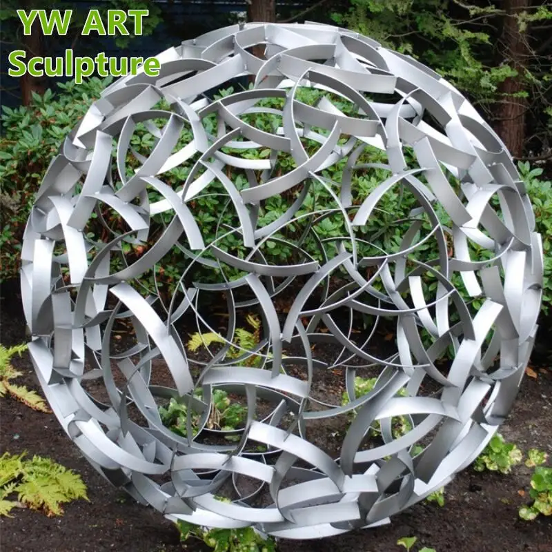 Factory Custom Mirror Polished Hollow Eggs Public Art Stainless Steel Garden Lawn Ball Sculpture