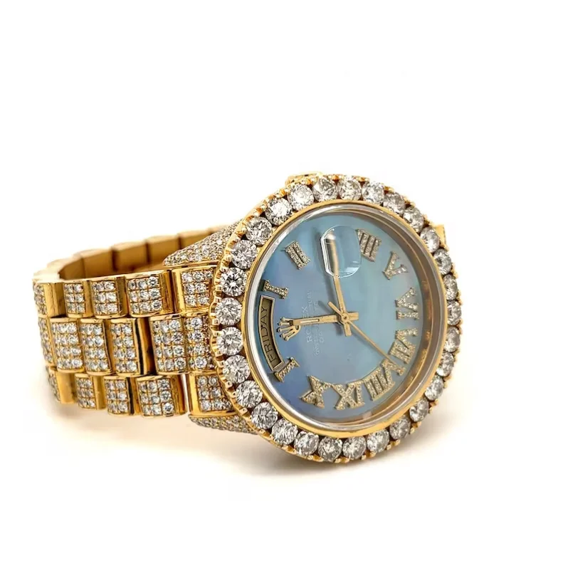 Luxury Brand Iced Out VVS Moissanite Diamond Studded Watch Custom Stainless Steel Wrist Watch Man Women