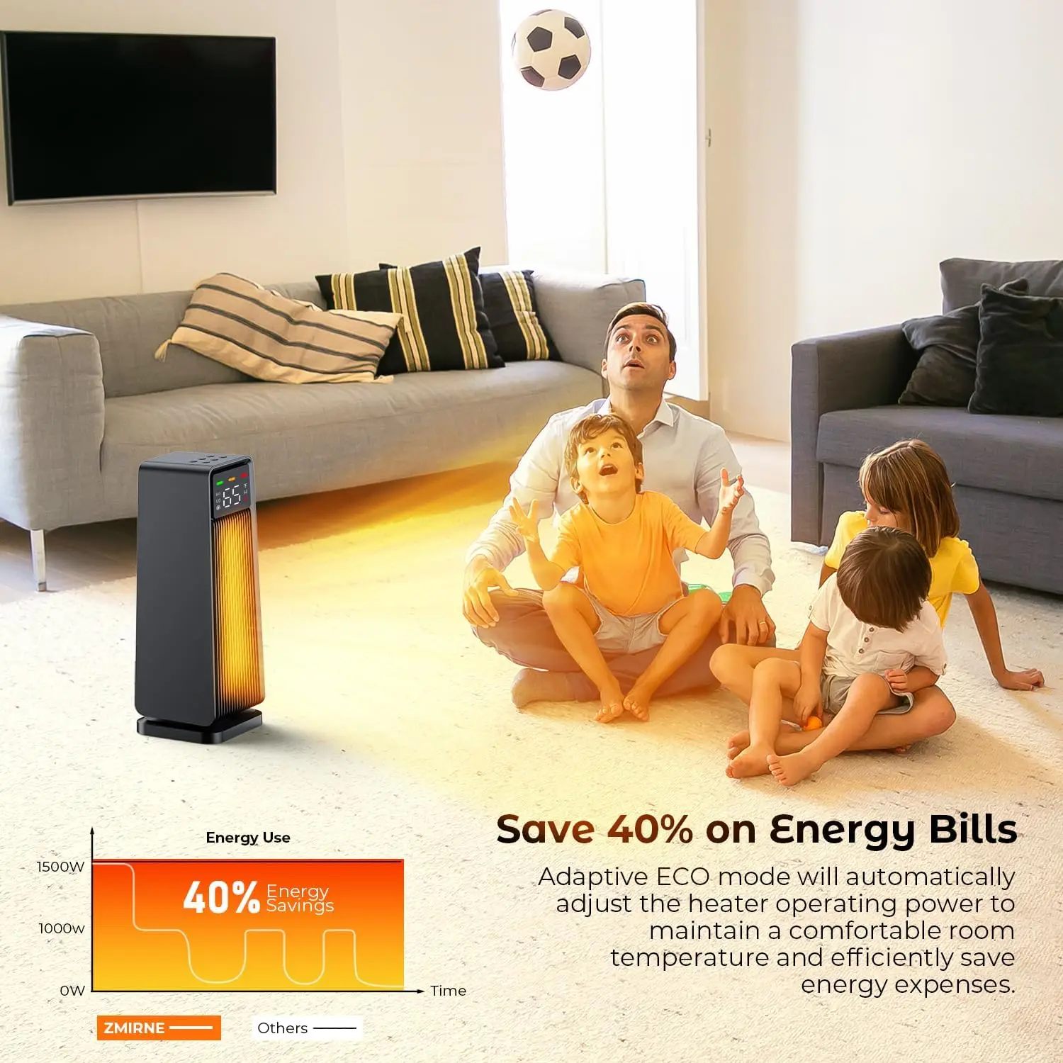 High Quality PTC Room Heater Tip-Over Protection Air Heating Fan Winter Room Heater Fan