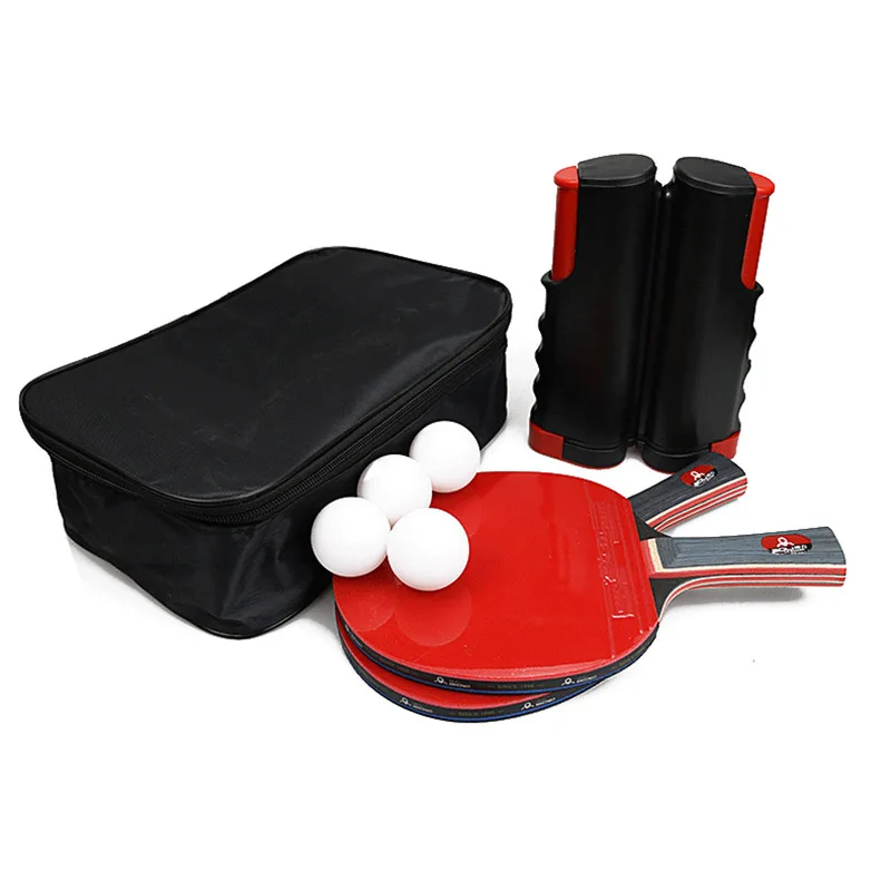 YoungJoy BOER T07 Beginner 2 bats 4 ball 1net 7 layer pure wood training practice ping pang Table tennis racket set