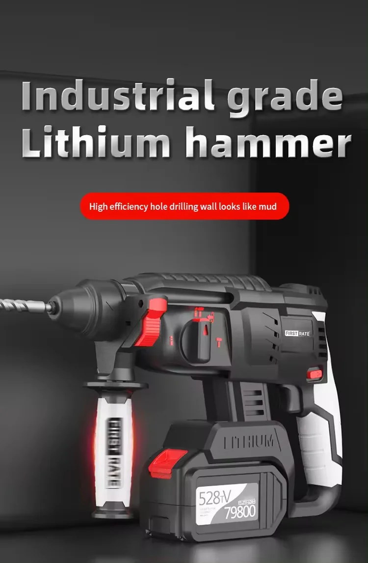 Cheap 26Mm Heavy Duty Multifunctional Lithium Cord Less Hammer Drills Rotary Electric Hammer