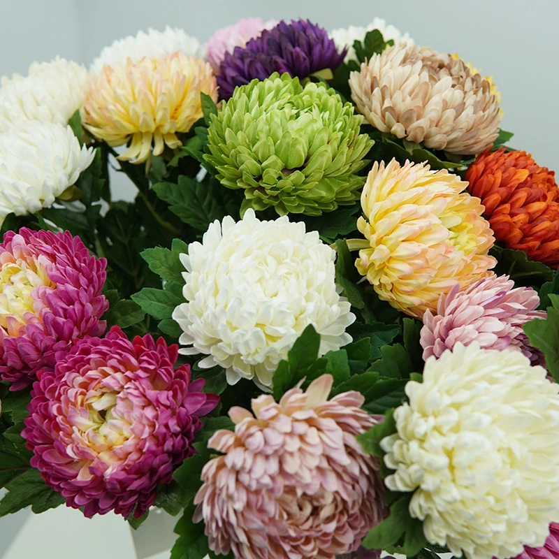 Hot Selling Big Chrysanthemum Artificial Flowers Colorful Artificial Flowers