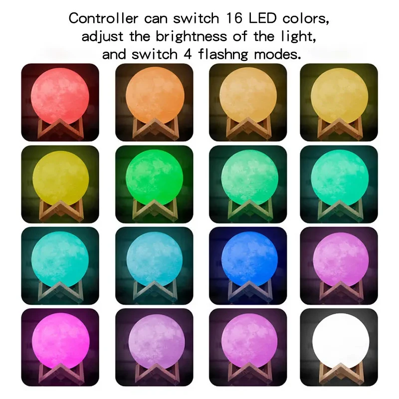 Hot Multifunction 3d Lamp Moon Earth Creative Mood Night Light USB Recharge Touch Control Colorful Moon Lamp For home bedroom