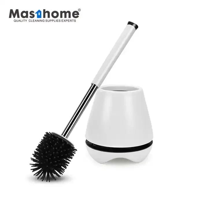 Masthome Hidden Clip Design TPR Toilet Brush Bathroom WC Clean Plastic Silicone Toilet Bowl Brush with Holder