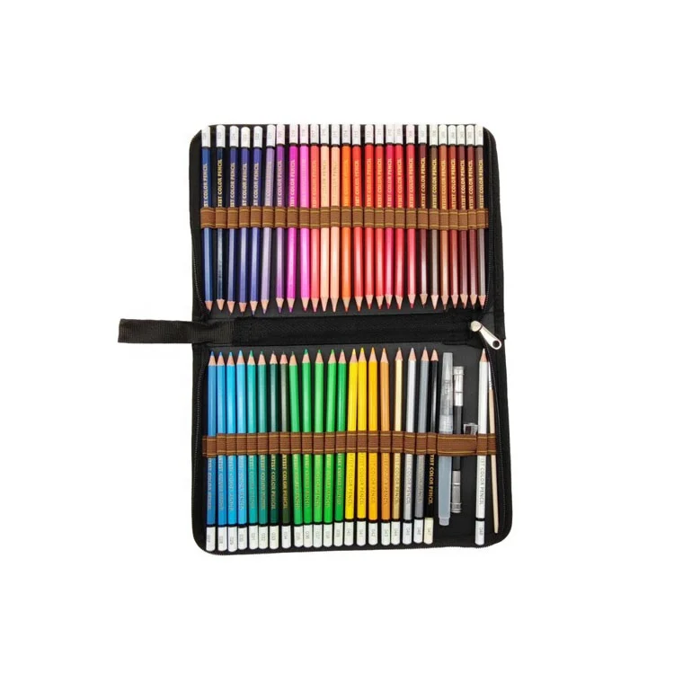 New Arrival Zipper Bag 53 Pieces Art Drawing Set Oil Based 48 Colouring Pencils With Color Numbers For Kids and Adults