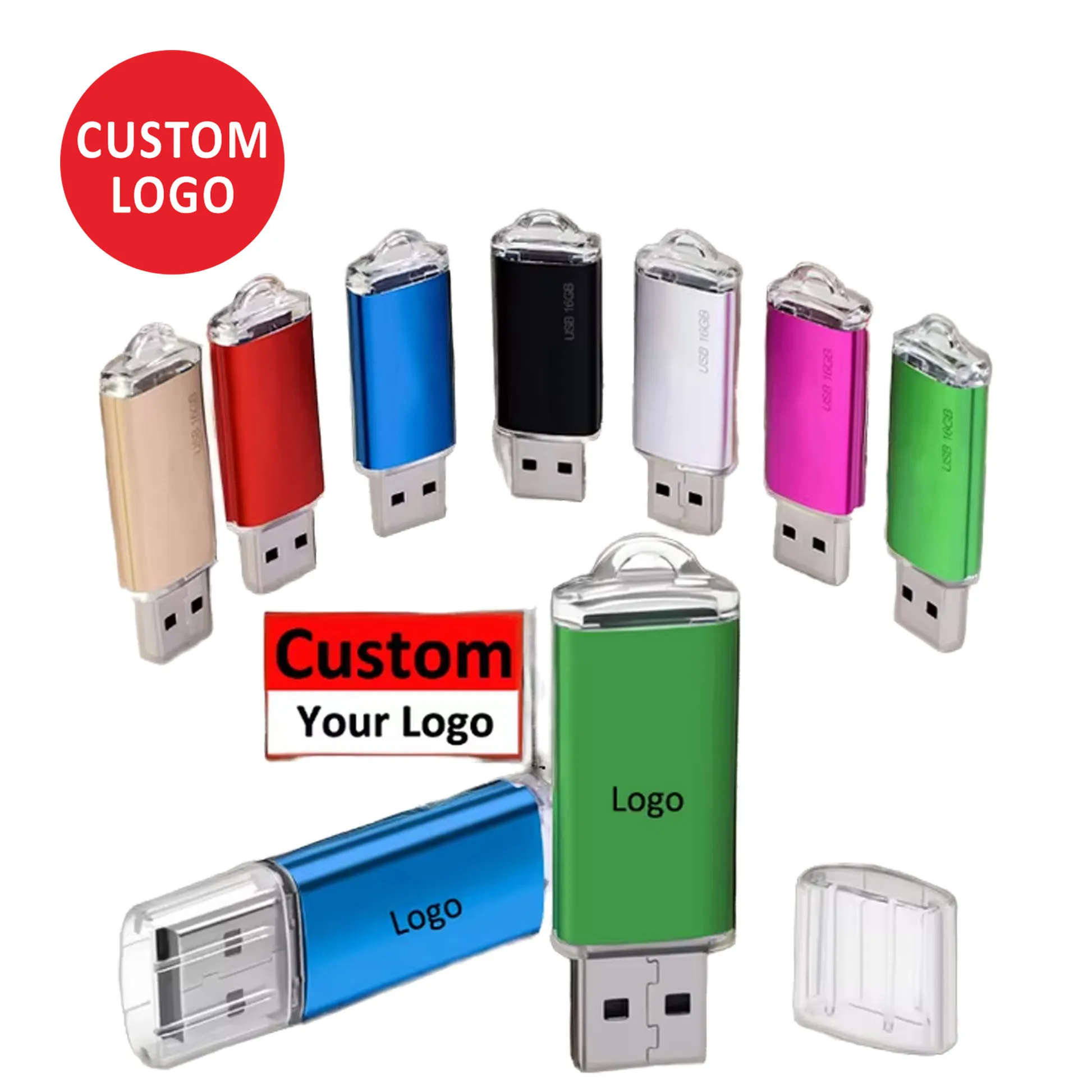 Promotional Gift Custom Logo USB Flash Disk Full Color Printing Popular High Speed 3.0 Pendrive 32GB Memory USB Flash Drives