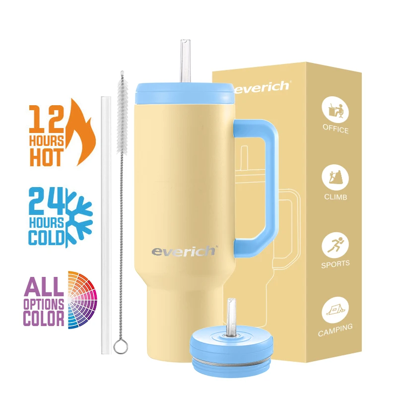 RTS 40oz Tea or Coffee Tumbler 304 SS Double Wall Insulated Vacuum Travel Mug Customized Color Logo Packing With Leak-Proof Lid