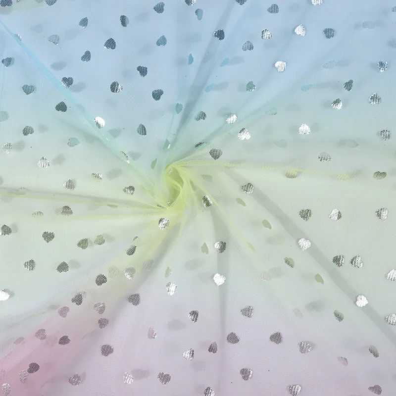 New heart shape hot stamping sliver foil foil print fabric for dress