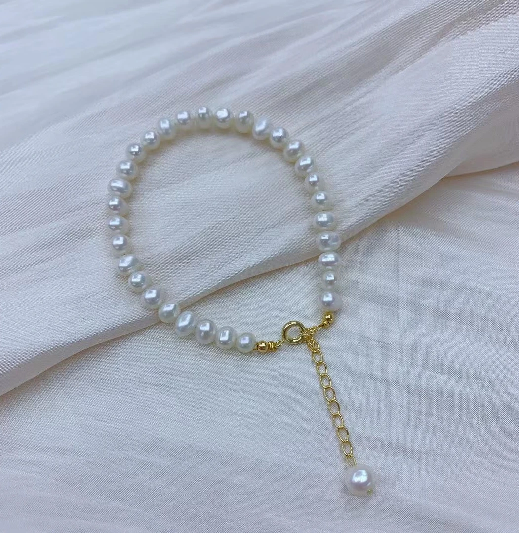 14K note gold color 5-6mm near round flawless bracelet