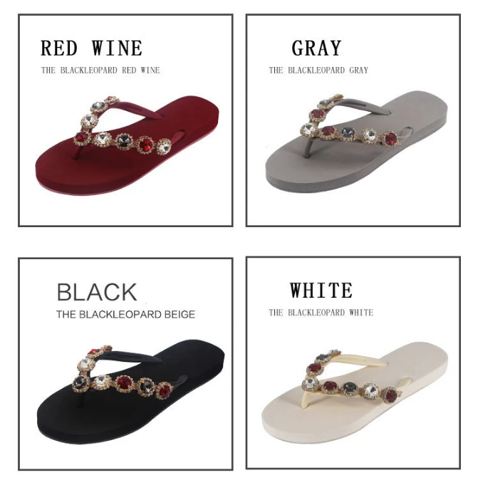 
2020 Rhinestone Beaded Bohemian Dress Flip Flop Slippers For Female 