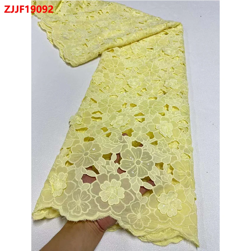 3D flower hollow out hard cotton fabric sequin embroidery lace