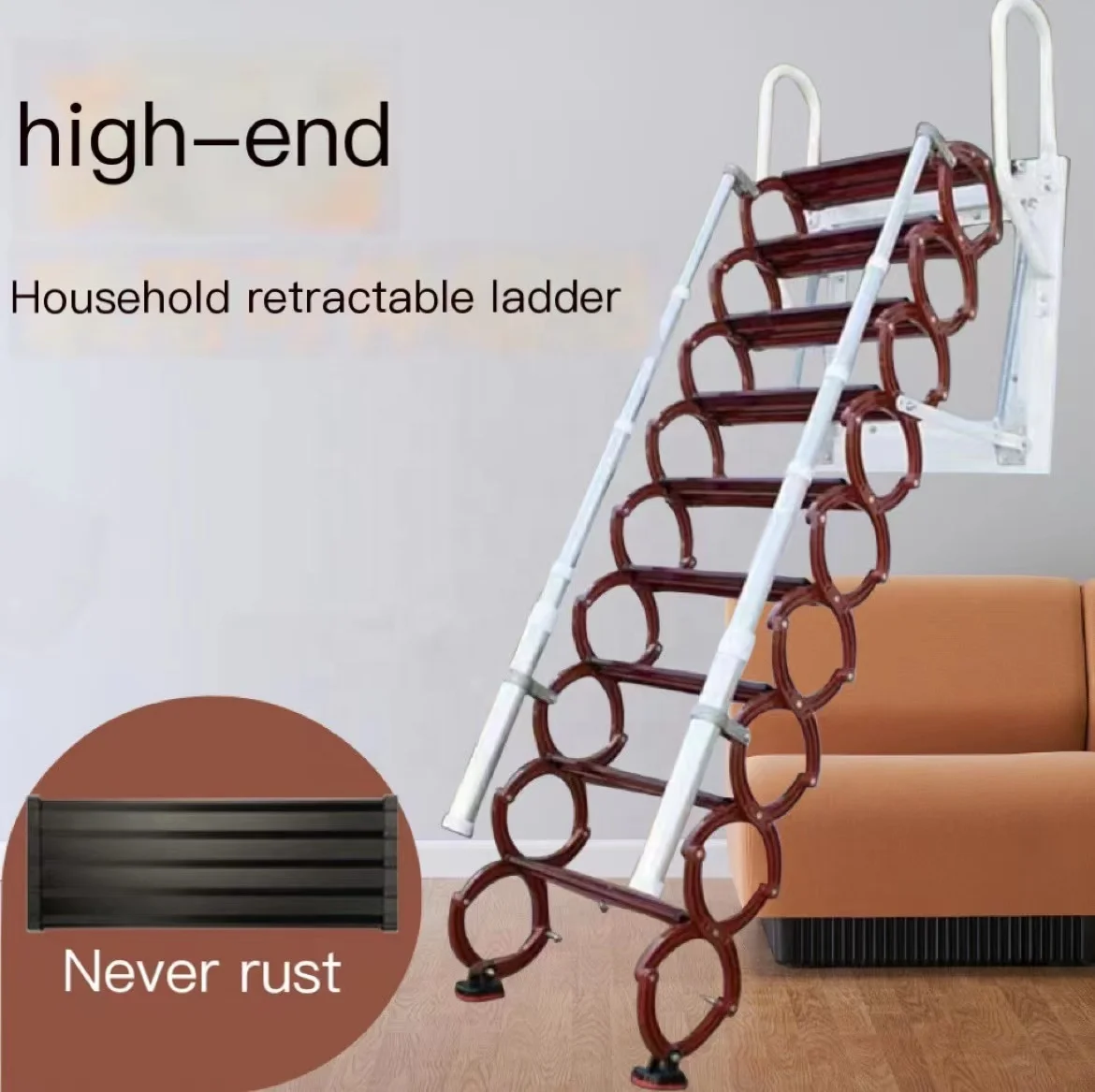 Manufacturer Low Price Steel Wall Mounted Modern Folding Retractable Loft Ladder