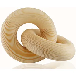 Wood Knot Decor  Large 2-Link Wooden chain link decor paulownia pine wood chain