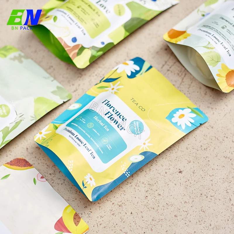 Bio reusable 250g/1bl stand up pouches tea cookies food packages custom zipper bag