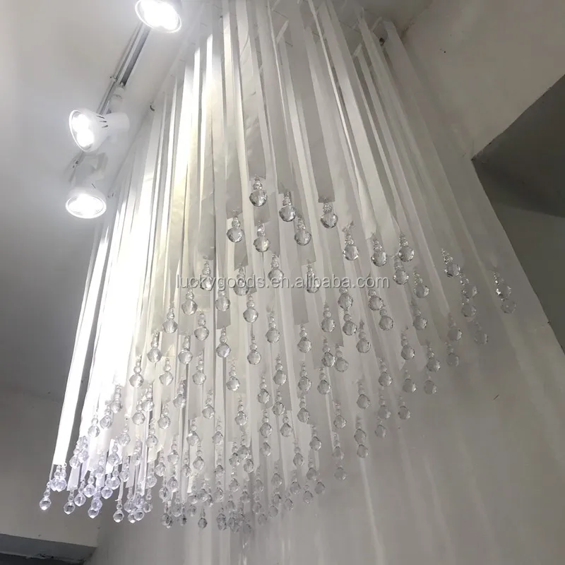 LG20181108 1 Luckygoods white band acrylic beads wedding chandelier ceiling hanging decorations