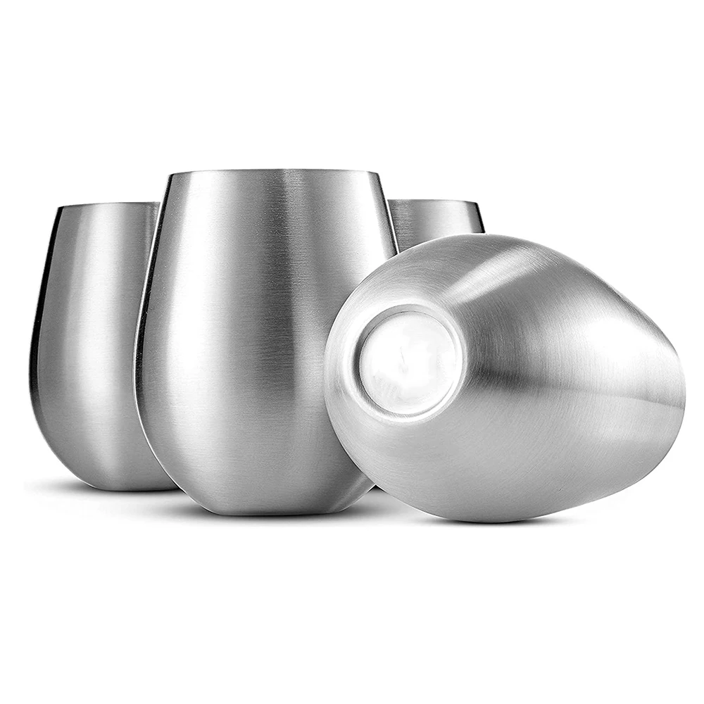 Wedding Party 16oz 500ml Silver Metal Wine Glasses Shatterproof Beer Mugs Tumbler Cups Stainless Steel Wine Glasses