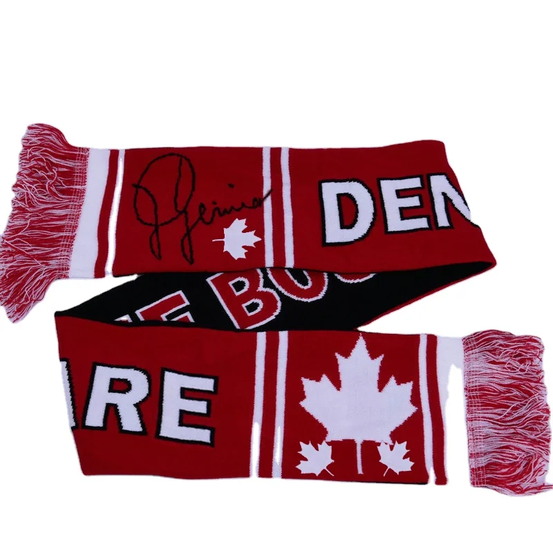 multi color thick warm winter hot sale fashion knitted scarf, double sides club sports Acrylic jacquard  football jacquard scarf