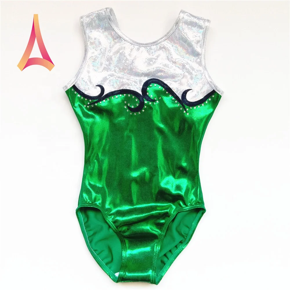 Оптовая продажа, слитное боди из спандекса, синее гимнастическое трико без рукавов для девочек, распродажа