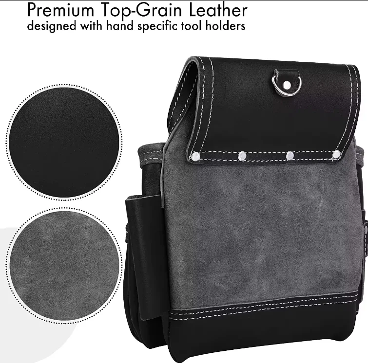 Customized Professional Carpenters Electrician Construction Work Heavy Duty Tool Kit Holder Organizer Pouch Leather Waist Belt