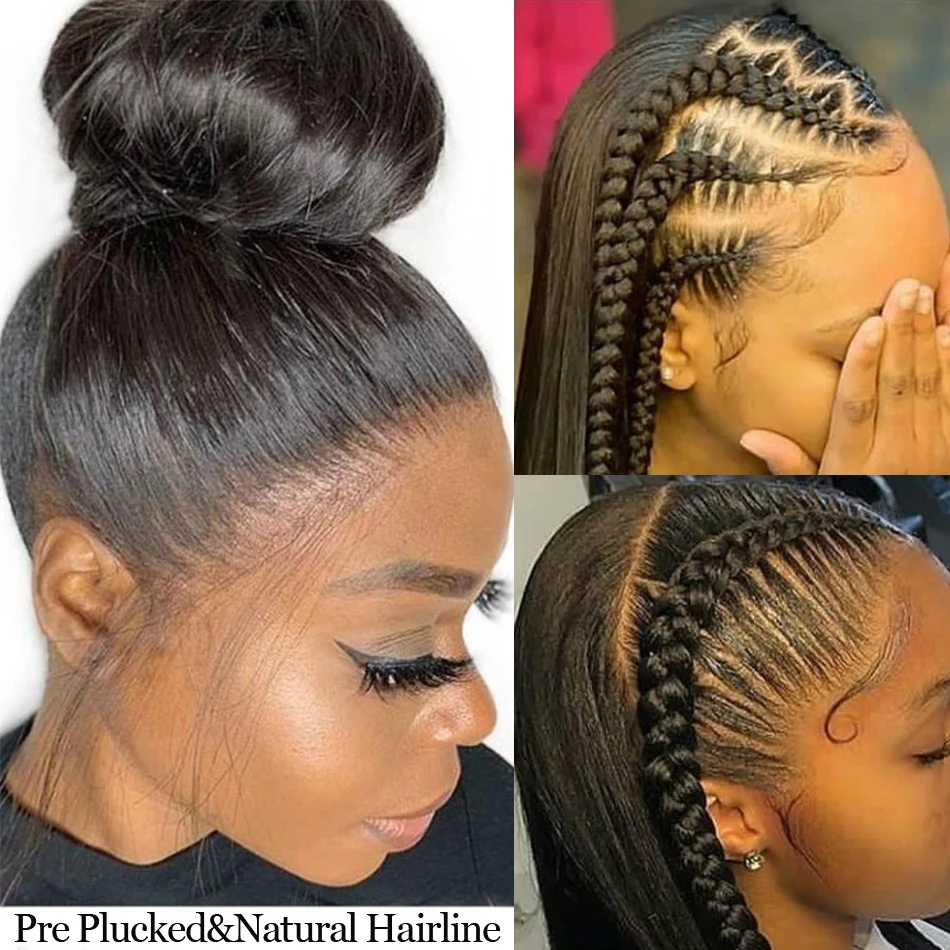 360 Full HD Swiss Transparent Lace Straight Human Hair Natural Color Lace Frontal Wig