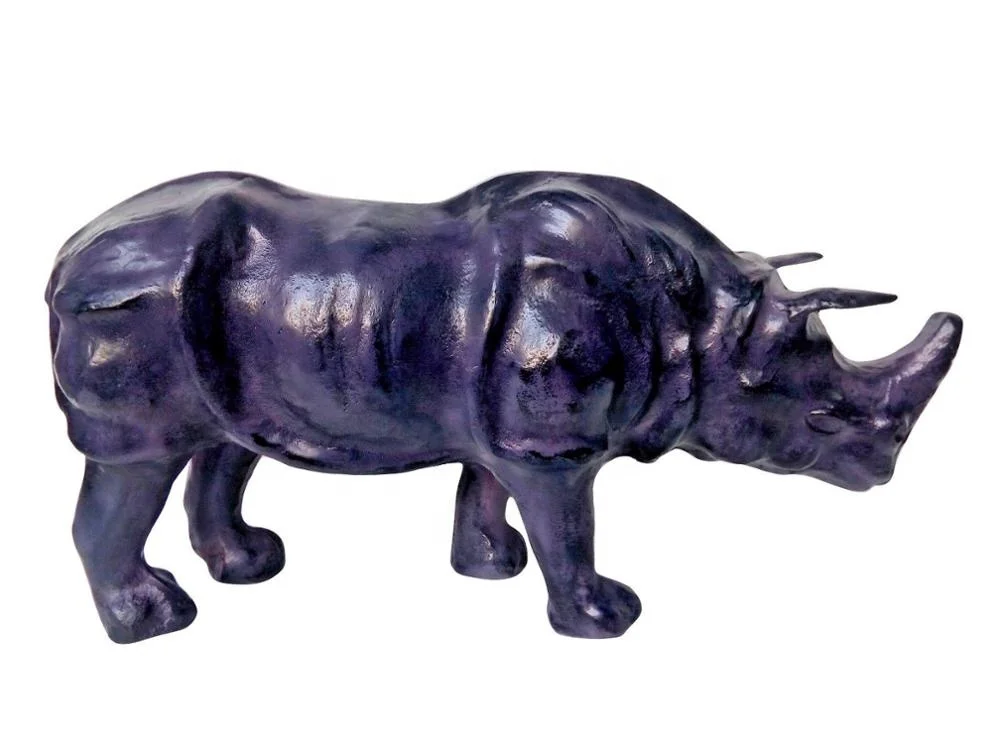High Quality Large Aluminium Rhinoceros Sculpture Decorative Rhino Statue Figurine For Home Decoration