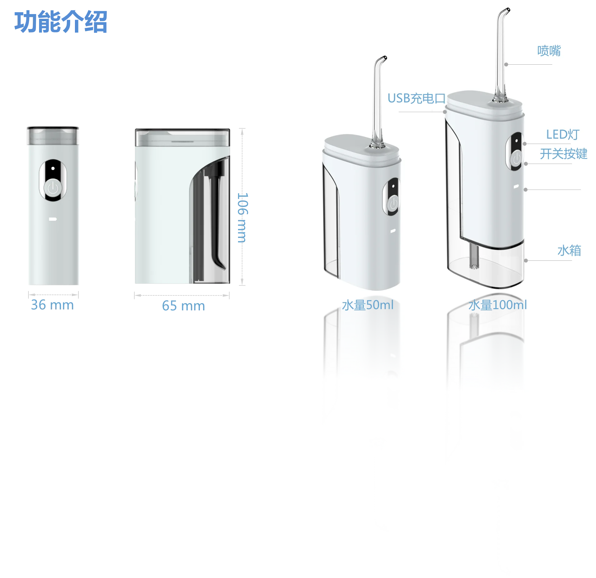 Waterproof IPX7 Mini Portable Rechargeable Water Flosser for Teeth Cordless   