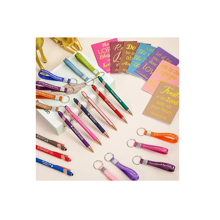 factor oem popular design Multiple colors bible accessories sets Bible Verses notebook Set Key chain fancy Bible Annotation kit