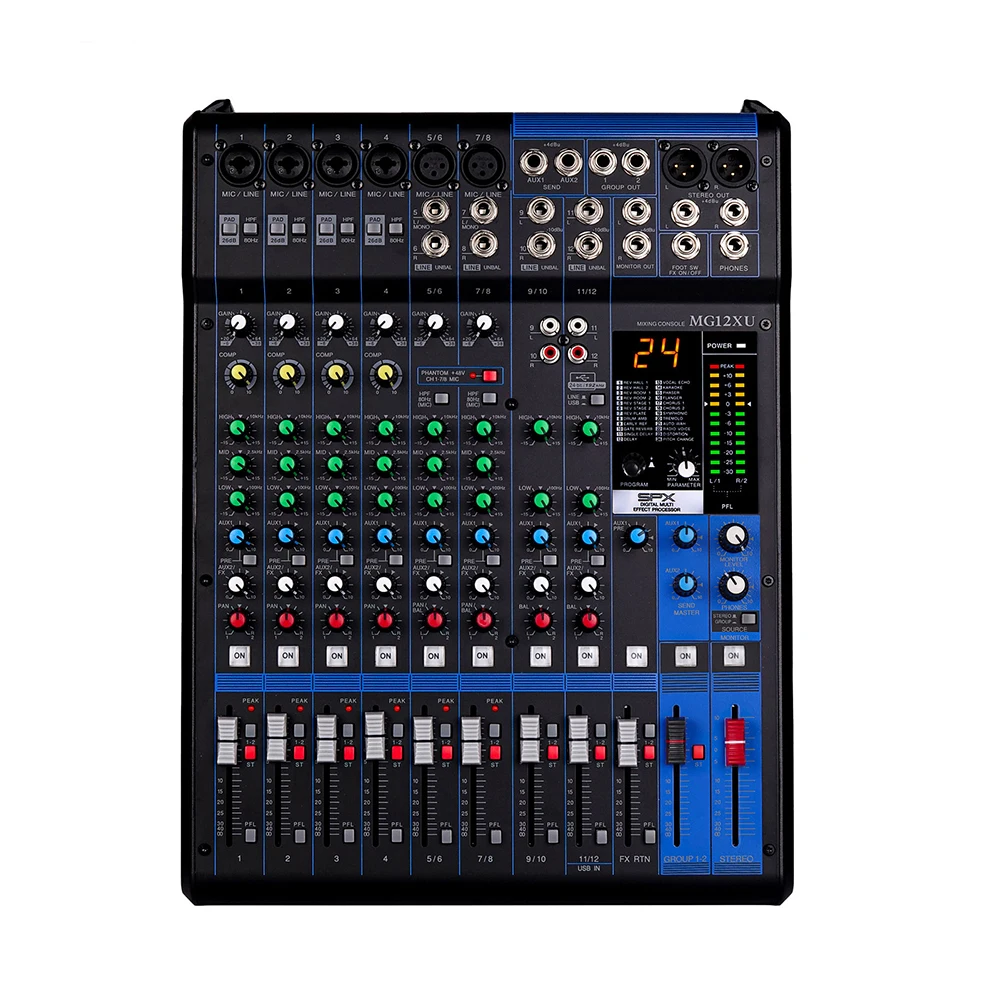 Professional Audio Mixer Digital Audio Console Mixer Hot Sale High Quality MG12XU