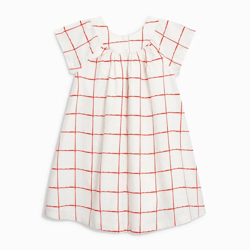 
Newest Children Plaid Striped Dress Cotton Cute Frilly Dress for Baby Girl Summer Clothes 