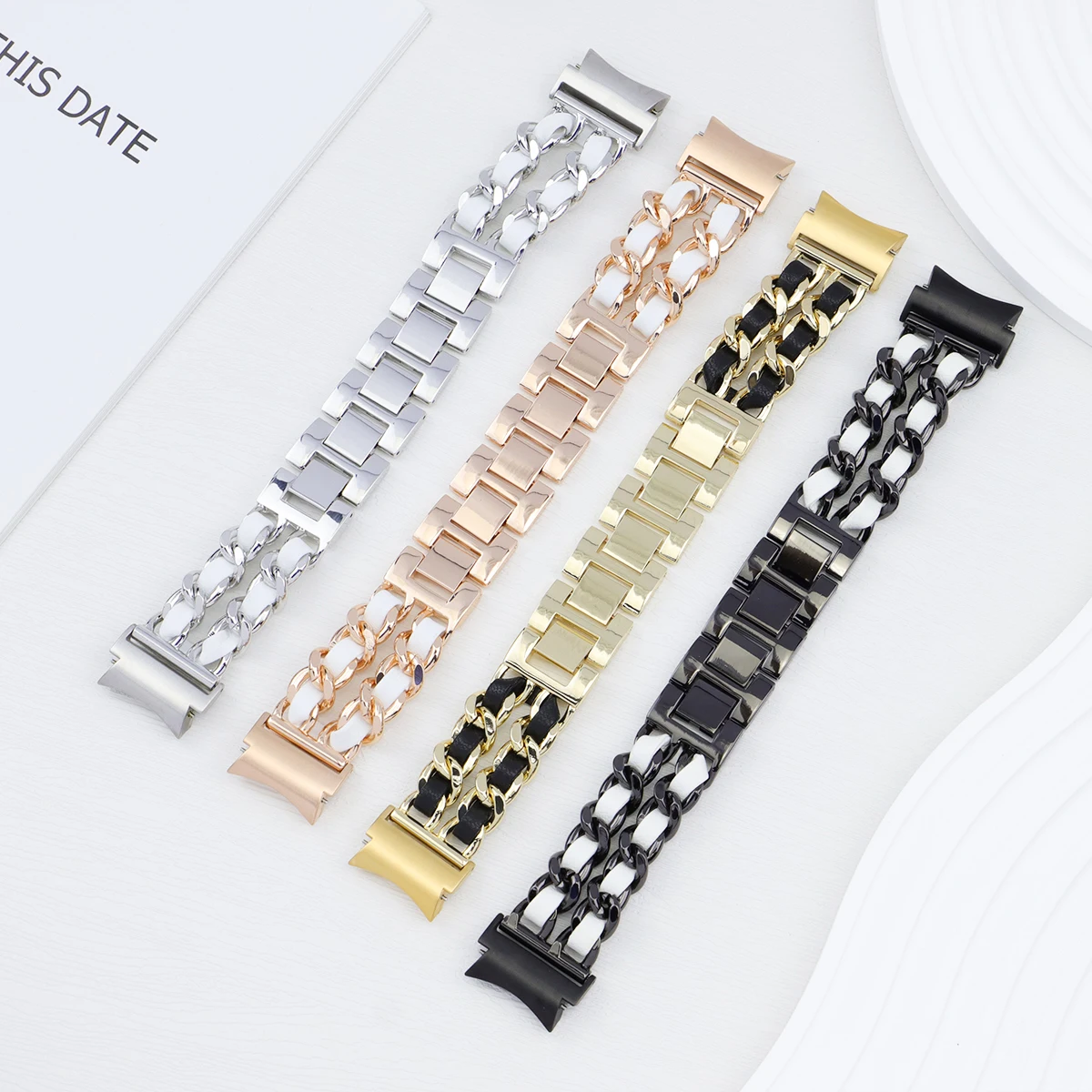 No Gaps Leather Metal Strap for Samsung Galaxy Watch 6/5/4 40mm 44mm 6 4 Classic 43 47mm 42 46 Quick Fit Bracelet 5pro 45mm Band