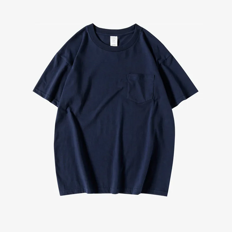 Heavyweight Pocket Short Sleeve Japanese Solid T-shirt For Men And Women