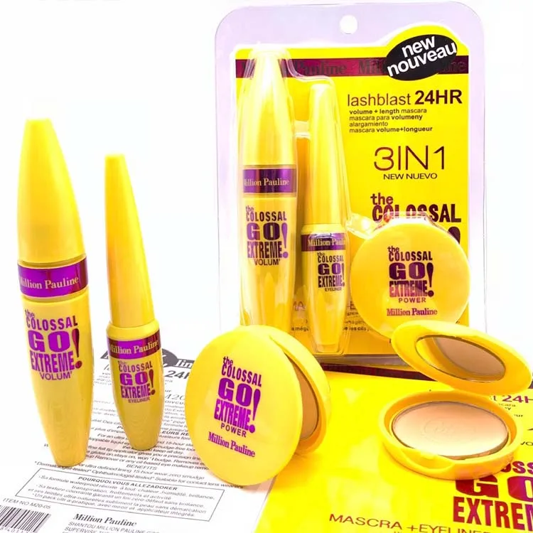 Wholesale Waterproof Lasting Mascara+Eyeliner+Pressed Powder Fashion Eye and Face Beauty Makeup Set