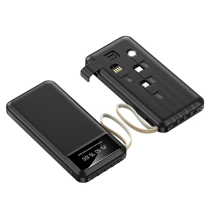 Wholesale Promotional Gift Universal Charging Powerbanks 20000 MA Fast Charge With Four-wire Mobile Power Bank Customized Logo