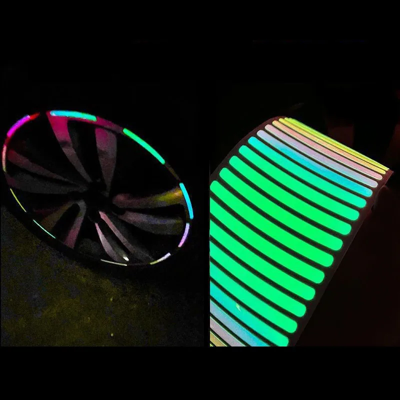 night driving fashion decorative 20 pcs car hub hi viz reflective tape tire reflector stripe sticker for motorcycle bicycle
