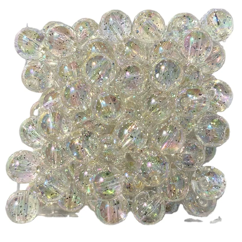 Retail Bulk Price Plastic Acrylic Transparent Glitter Beads for Chunky Baby Bracelet Necklace Making