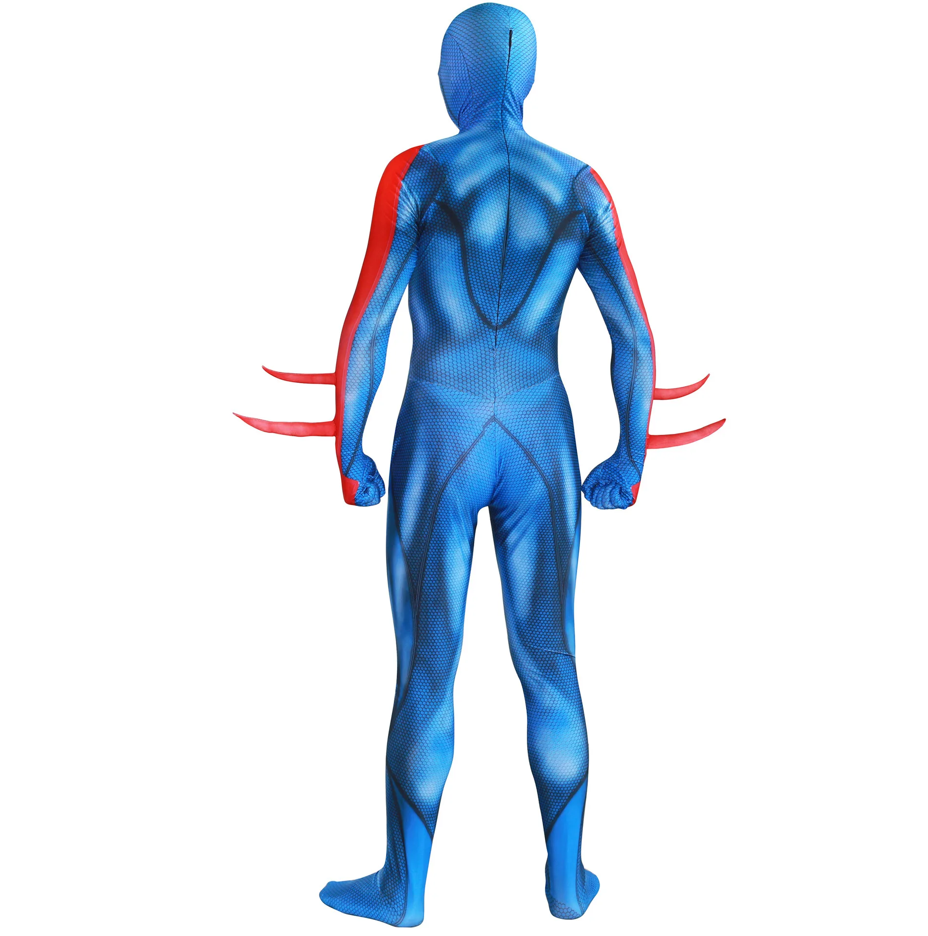 High Quality Spider Super Hero Cosplay Into the Spider-Verse Blue Costume Spandex Jumpsuit Halloween for Kid