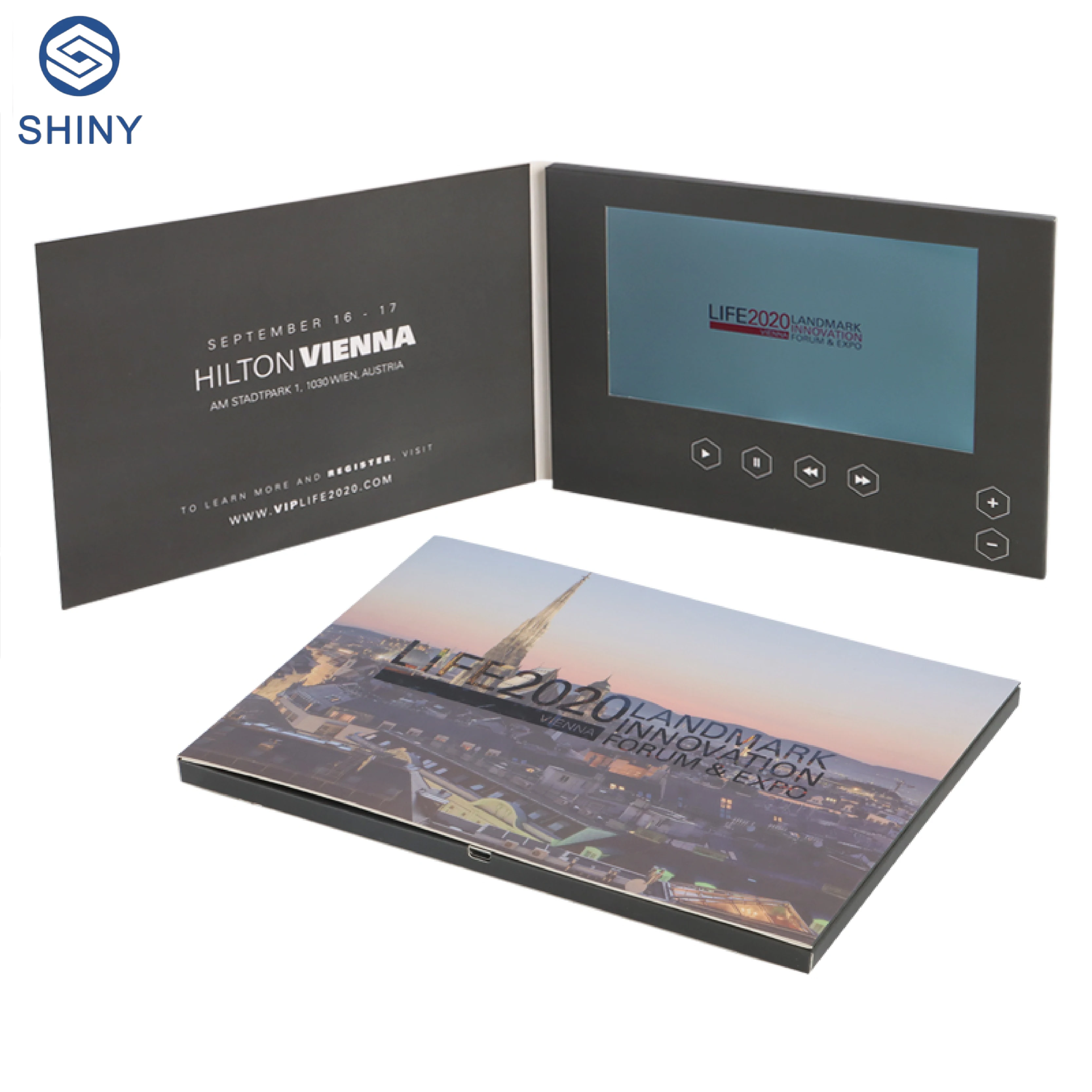 Custom Printing Wedding Invitation Greeting Card LCD Screen Video Book 7 inch IPS Screen Video Brochure