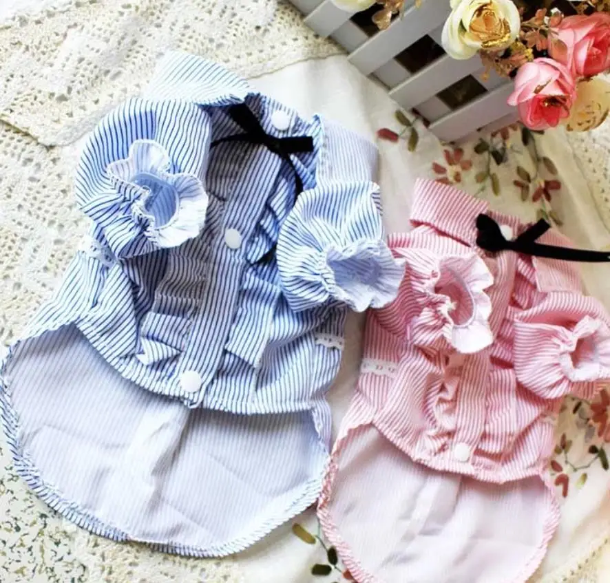 Ropa Para Mascotas De Perro Fashion Spring Summer Pet Dog Clothes Cute Plaid Pattern Puppy Dog Cat T-Shirt Dress