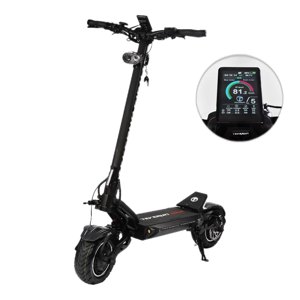 Teverun Newest Model Fighter Eleven Plus with 60V 35AH Battery 11inch Tubeless Tire Puncture Free and TFT Display
