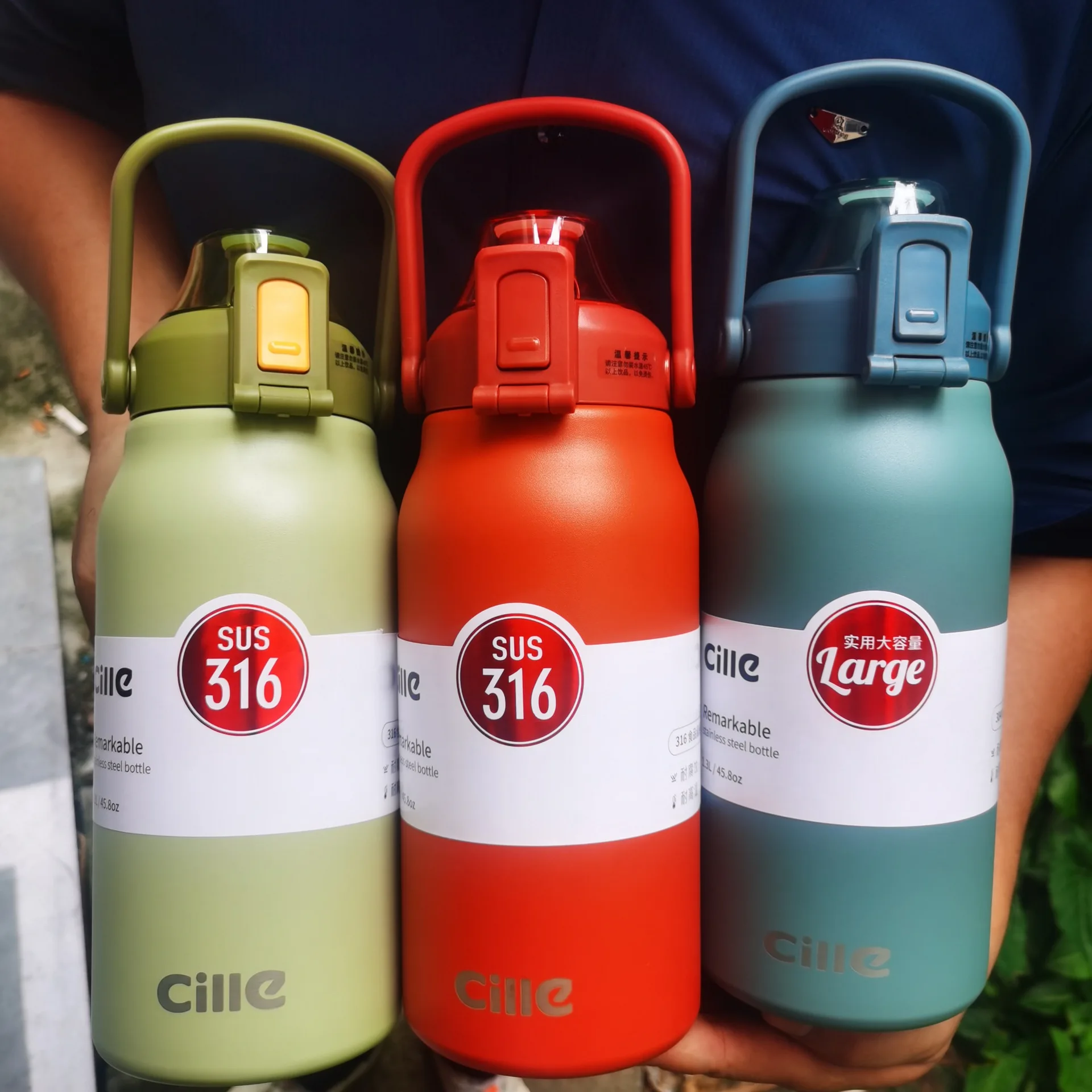 Cille, кружка-термос, Женская высококлассная вместительная кружка для воды, сетчатая Красная Спортивная бутылка, Мужской портативный соломенный термос