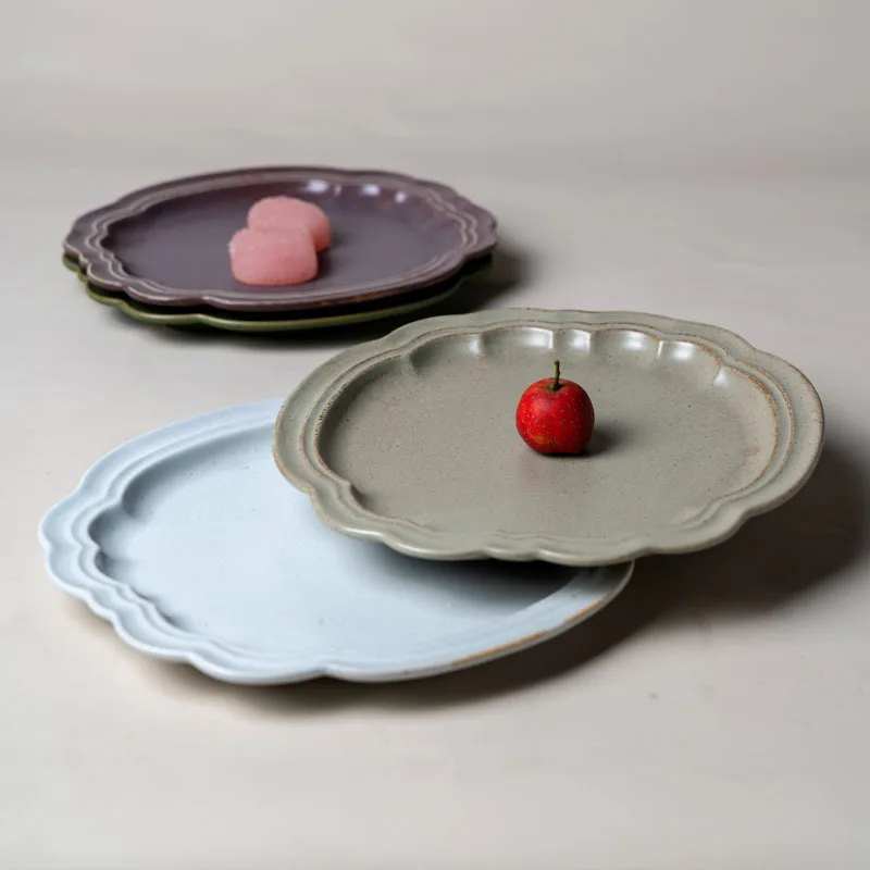 British colorful tableware cake dessert serving dishes matte ceramic fruit salad plates set for home