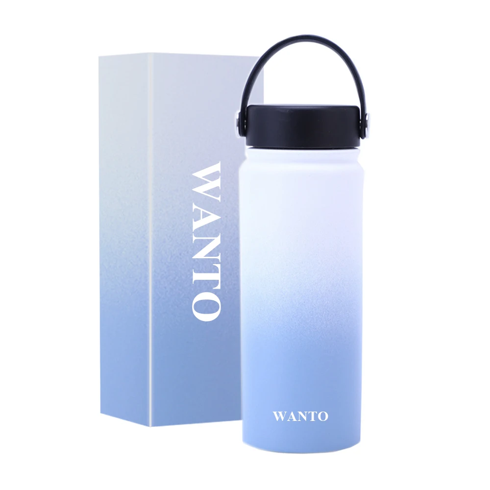 Wanto Yongkang Customized Sports Gym Stainless Steel Vacuum Flask Water Bottle With Custom Logo And Gradient Powder Coating