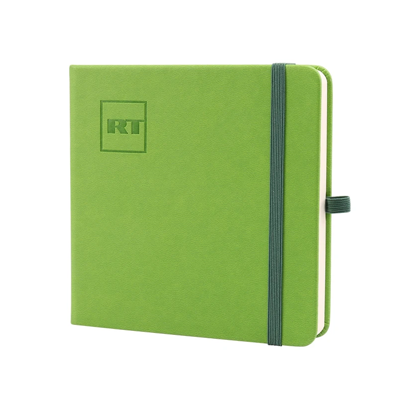 Logo Custom Blank Sheet Sketchbook/notebook New Design Mini PU Leather Notepad Hardcover 7 Days Wood Free Paper HB190924-4 Green