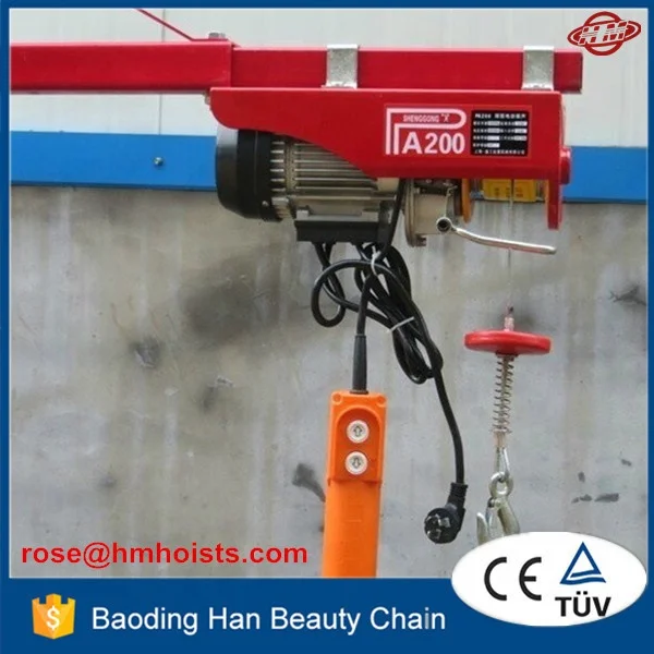 220V pa500 mini electric hoist winch with 12m lifting height