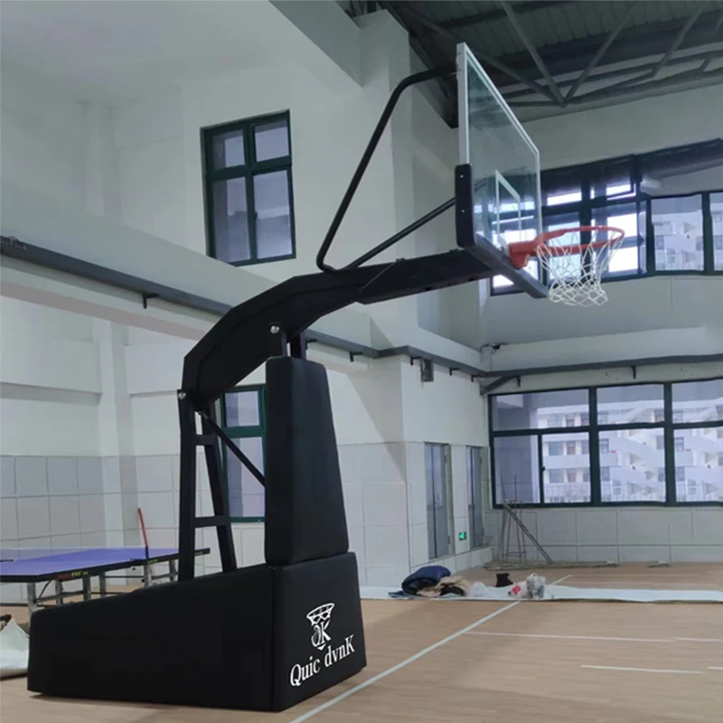 QuickdunK Highly Quality Basketball Stand Professional Basketball Backstop with Fiberglass Basketball Backboard