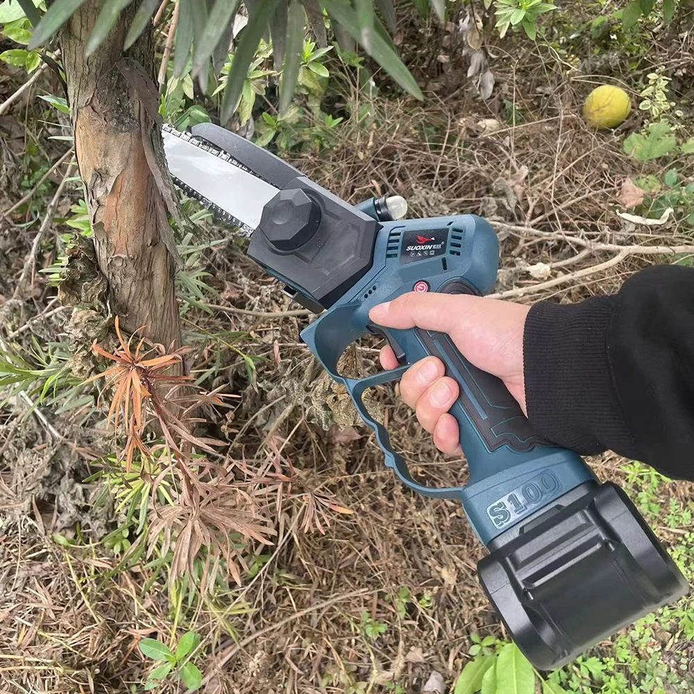 Portable Cordless Mini Chainsaw, Handheld Electric Chain Saw with 2 21V 2.0Ah Batteries & Charger and Security Lock