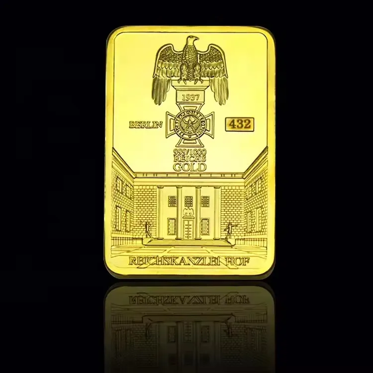 2024 Reich golden plated blank gold bar beauty bar bullion customized make for you