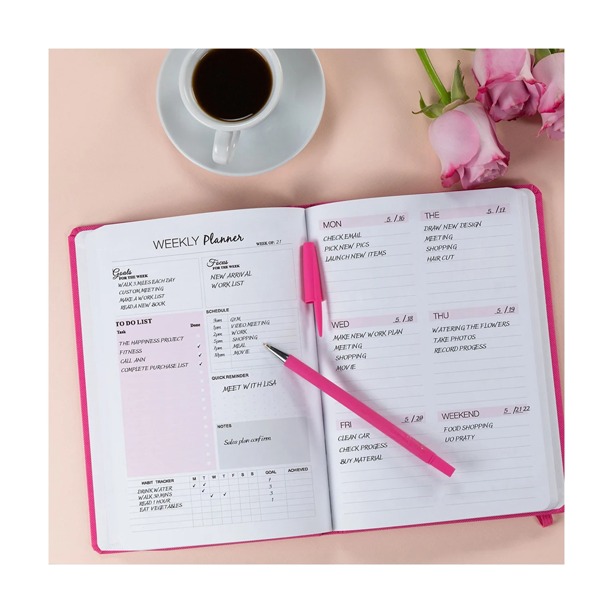 Free sample Wholesale Factory price planner promotional A5 PU leather journal handmade undated weekly daily sublimation notebook
