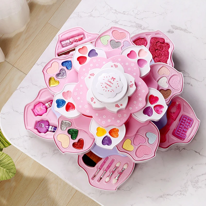 Красивый комплект для девочек, косметика в форме цветка, игрушка для макияжа