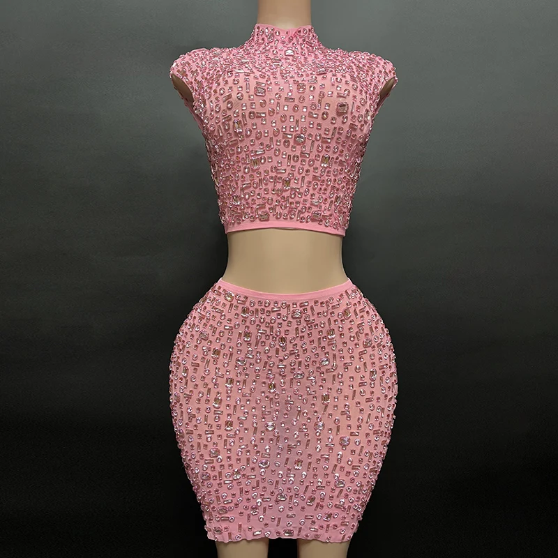 NOVANCE latest products 2023 two piece set women stunning bling bling rhinestones clothing glittering crystals cute club dresses